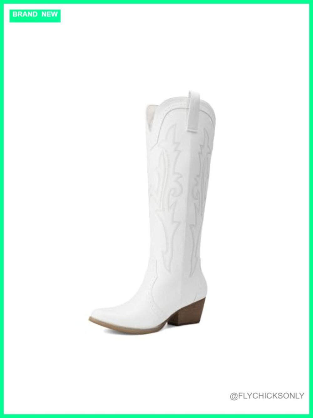 Women's Embroidered Western Knee-High Cowboy Boots Faux Leather Pull-On